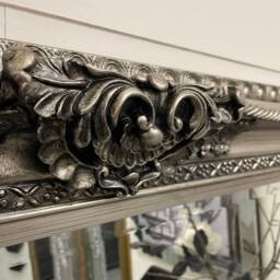 Lg Antique Silver Wall Mirror Ornate Baroque Decorative 120cm X 90cm - Clarence - thumbnail 3
