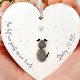 Pet Remembrance Personalised Christmas Bauble - Dog Cat Pebble Tree Decoration - Hanging - thumbnail 2
