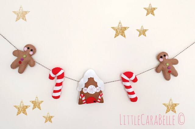 Christmas Gingerbread House Garland, Handmade. Featuring Candy Canes & A Sweet House. Banner, Christmas Decoration, Xmas Bunting - image 1