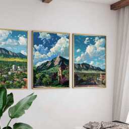 Set Of 3 Boulder Posters, Colorado Wall Art Prints, Travel Poster Set, Mountain Landscape Flatirons Sets - thumbnail 3