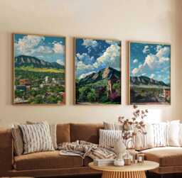 Set Of 3 Boulder Posters, Colorado Wall Art Prints, Travel Poster Set, Mountain Landscape Flatirons Sets - thumbnail 1