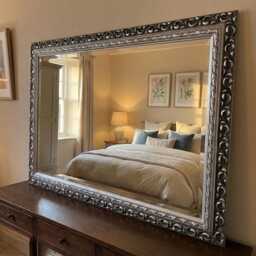 Antique Silver Shabby Chic Ornate Decorative Solid Wood Wall Mirror - Choice Of Size Chatsworth - thumbnail 3