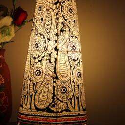 Dazzling Black Peacock Floral Table Lampshade - thumbnail 3