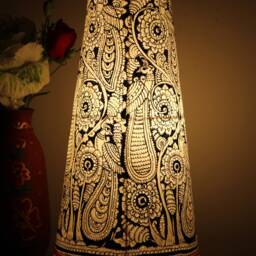 Dazzling Black Peacock Floral Table Lampshade - thumbnail 2