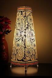 Dazzling Black Peacock Floral Table Lampshade - thumbnail 1