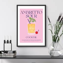 Amaretto Sour Cocktail Art Print Poster - Party Signature Drink Sign Trendy Wall Decor Minimalist Elegant Retro Gift A5 A4 A3 - thumbnail 3
