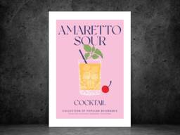 Amaretto Sour Cocktail Art Print Poster - Party Signature Drink Sign Trendy Wall Decor Minimalist Elegant Retro Gift A5 A4 A3 - thumbnail 1