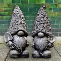Cute Gnome With Flower Figurine Stone Statue Concrete Porch Decoration Handmade Ornament Yard Cement Art Gift For Lovers - thumbnail 4