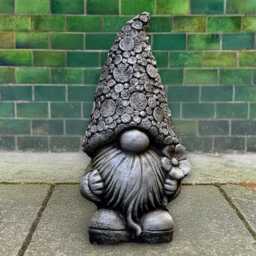 Cute Gnome With Flower Figurine Stone Statue Concrete Porch Decoration Handmade Ornament Yard Cement Art Gift For Lovers - thumbnail 1
