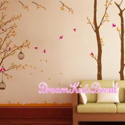 Birch Tree With Teal Birds Wall Decal, Nature Nursery Decor - thumbnail 3
