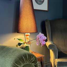 Coffee Brown Cotton Cone Lampshade, Extra Tall Drum Shade - thumbnail 2