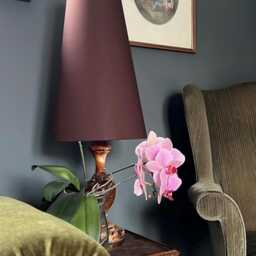 Coffee Brown Cotton Cone Lampshade, Extra Tall Drum Shade - thumbnail 3
