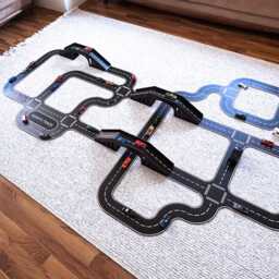 Montessori Wooden Car Track - Road Puzzle For Toy Cars Construction Set Birthday Or Christmas Gift Boys From Grandma - thumbnail 3