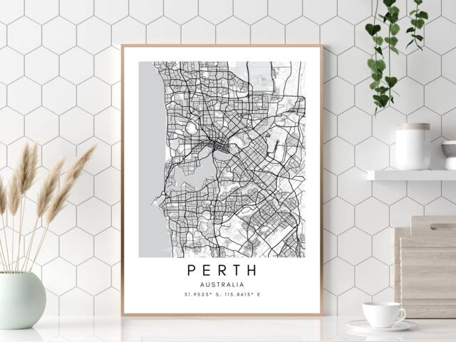 Perth City Map Print Minimalist Australia Wall Art - image 1