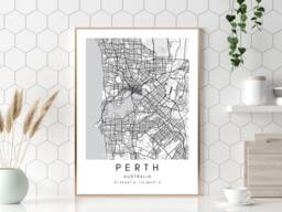 Perth City Map Print Minimalist Australia Wall Art - thumbnail 1