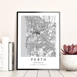 Perth City Map Print Minimalist Australia Wall Art - thumbnail 3