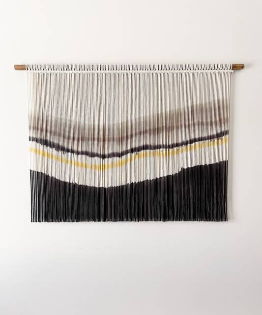 Limestone Dip Dye Fiber Art, Macrame Wall Hanging, Minimalist Decor, Contemporary Art, Modern Decor Living Room, Gradient Ombre - image 1