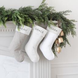 Personalized Stonewashed Christmas Stocking - Black Linen Stockings Neutral Socks Custom Family Name - thumbnail 3