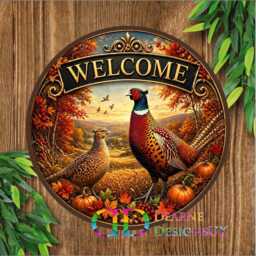 Pheasant Welcome Sign, Autumn Farmhouse Decor, Fall Door Rustic Country Wall Art, Hunting Lodge Thanksgiving - thumbnail 4