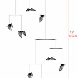 Large Brass Bird Flock Mobile, Kinetic Metal Art Sculpture, Ready To Hang - thumbnail 4
