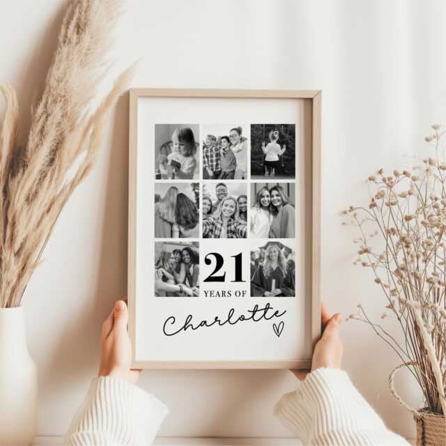 21st Birthday Photo Print Frame, Gift, Collage, Print, Collage For Friend, Friend Art - image 1