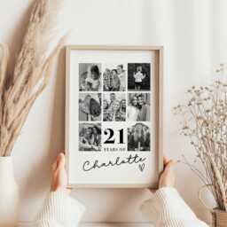 21st Birthday Photo Print Frame, Gift, Collage, Print, Collage For Friend, Friend Art - thumbnail 1