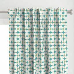 Mid Century Modern Curtain Panel - Geometric Starburst Squares Art Deco Custom Square Teal Mod Petit By Brainsarepretty - thumbnail 1