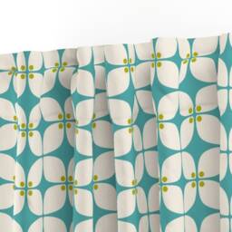 Mid Century Modern Curtain Panel - Geometric Starburst Squares Art Deco Custom Square Teal Mod Petit By Brainsarepretty - thumbnail 3