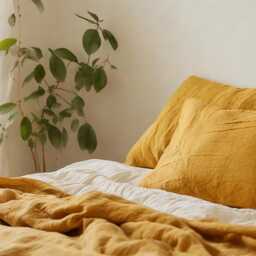 Amber Linen Sheet Set 1 Flat & Fitted 2 Pillowcases Stonewashed 100% Flax Linen Set - thumbnail 4