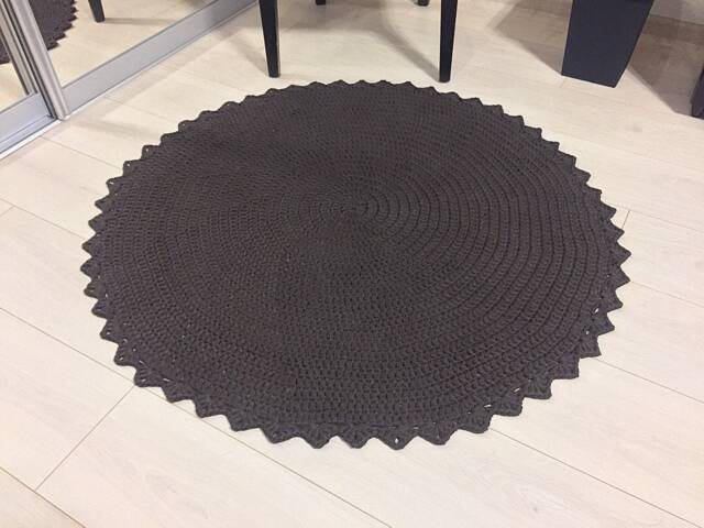 Brown Round Rug Crochet Circle Round Door Mat Carpet Small Area Living Room Bedroom Kids Brown - image 1
