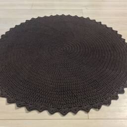 Brown Round Rug Crochet Circle Round Door Mat Carpet Small Area Living Room Bedroom Kids Brown - thumbnail 4