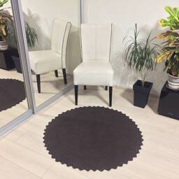 Brown Round Rug Crochet Circle Round Door Mat Carpet Small Area Living Room Bedroom Kids Brown - thumbnail 2