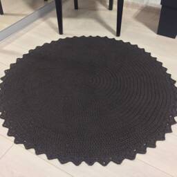 Brown Round Rug Crochet Circle Round Door Mat Carpet Small Area Living Room Bedroom Kids Brown - thumbnail 3