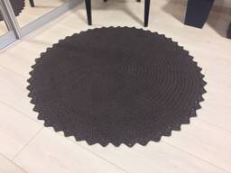 Brown Round Rug Crochet Circle Round Door Mat Carpet Small Area Living Room Bedroom Kids Brown - thumbnail 1