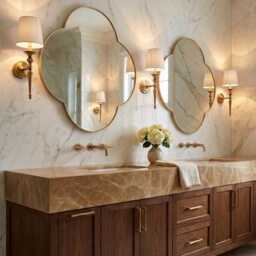Quatrefoil Brass Mirror - Gold Vanity Scalloped Frame Wall Mirror, Bathroom Mirrors - thumbnail 3