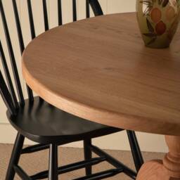Round Oak Dining Table - Handmade 4-Seater Solid Wood Table, Cheshire Farmhouse Style, Rustic Kitchen UK Made, Custom Sizes Available - thumbnail 3
