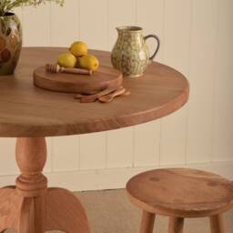 Round Oak Dining Table - Handmade 4-Seater Solid Wood Table, Cheshire Farmhouse Style, Rustic Kitchen UK Made, Custom Sizes Available - thumbnail 2