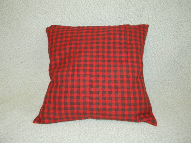 Red Striped Pillow Cover Custom Lace Accent, Handmade - image 1