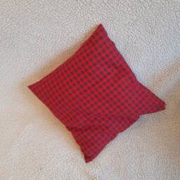 Red Striped Pillow Cover Custom Lace Accent, Handmade - thumbnail 3