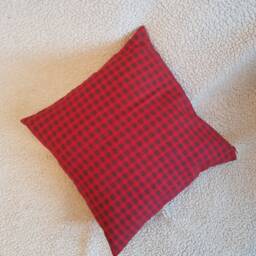 Red Striped Pillow Cover Custom Lace Accent, Handmade - thumbnail 4