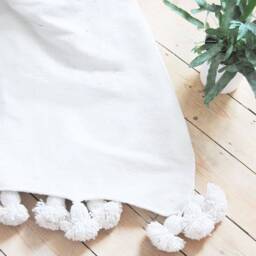 Berber Blanket - Pom Pom Blanket Moroccan Tassel Throw Warm Sofa Cotton New Home Gift White Pom - thumbnail 3