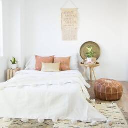 Berber Blanket - Pom Pom Blanket Moroccan Tassel Throw Warm Sofa Cotton New Home Gift White Pom - thumbnail 1