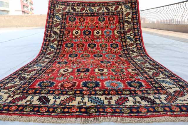 3'3x4'10 New Kazak Brand Farmhouse Rug, Handmade Medallion Wool Area Afghan Luxury Design Bedroom Livingroom Office D??cor Rug - image 1