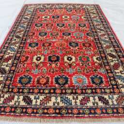 3'3x4'10 New Kazak Brand Farmhouse Rug, Handmade Medallion Wool Area Afghan Luxury Design Bedroom Livingroom Office D??cor Rug - thumbnail 2