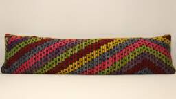 Extra Long Kilim Pillow Cover, Vintage Wool Lumbar Cushion - 12x48 - thumbnail 1