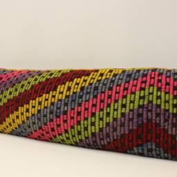 Extra Long Kilim Pillow Cover, Vintage Wool Lumbar Cushion - 12x48 - thumbnail 3