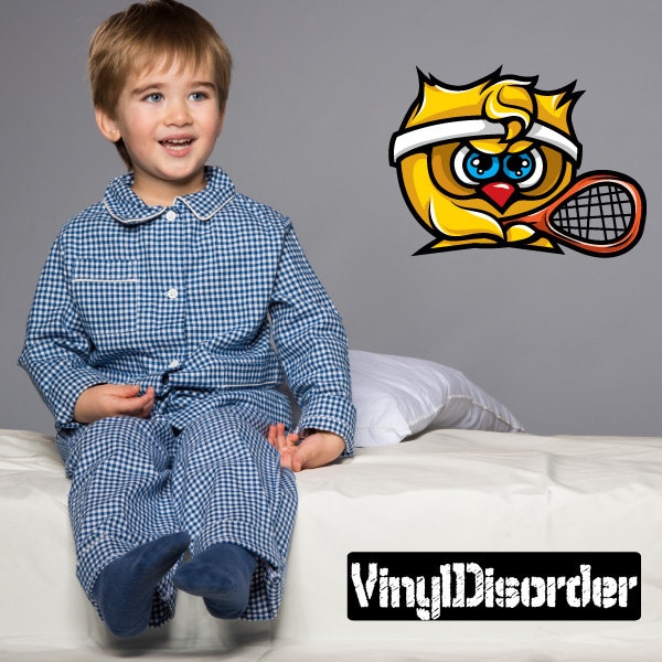 Tennis Bird Wall Decal - Fabric Vinyl Removable & Reusable Tennisuscolor003Et