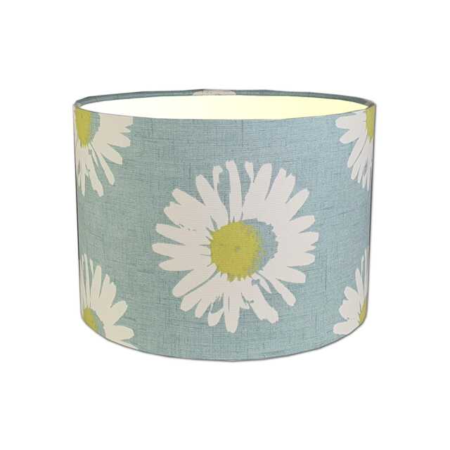 Lampshades in Clarke & Capri Mineral Daisy Blue Fabric Handmade Free Delivery - image 1
