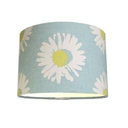Lampshades in Clarke & Capri Mineral Daisy Blue Fabric Handmade Free Delivery - thumbnail 2