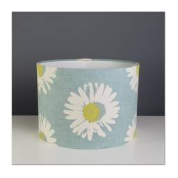 Lampshades in Clarke & Capri Mineral Daisy Blue Fabric Handmade Free Delivery - thumbnail 3